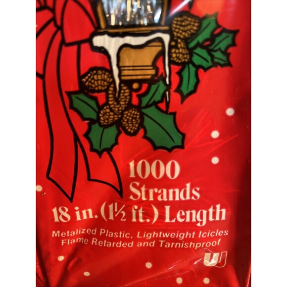 3 Christmas Tree Icicles Tinsel 1000 Strands 18 in. USA New In Box VTG - Picture 2 of 6